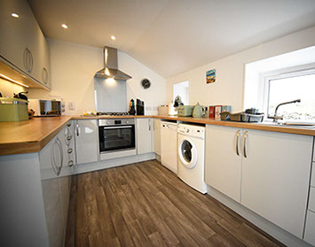 Tigh Beag Na Mara Kitchen Open Plan Design with Oven Washing Machine Kettle Toaster Coffee Machine